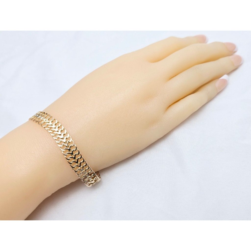 Unique 10k Solid Two Tone Multi Color Gold Designer Flat Link Bracelet  775 L